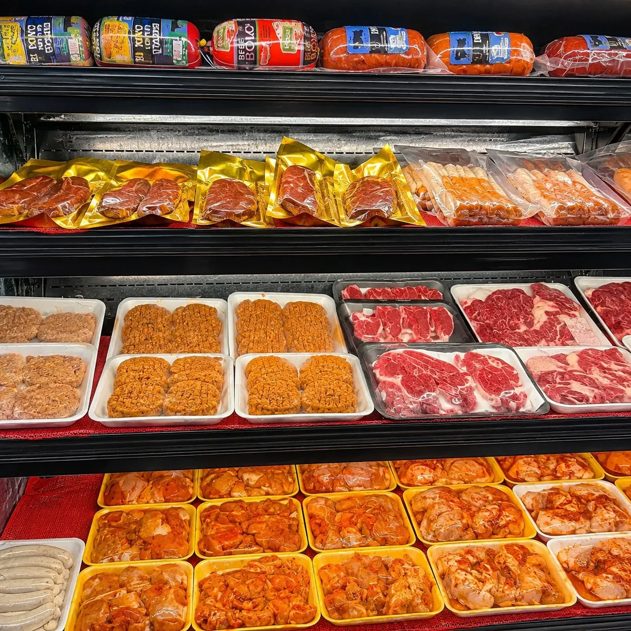 Halal meat counter with fresh cuts