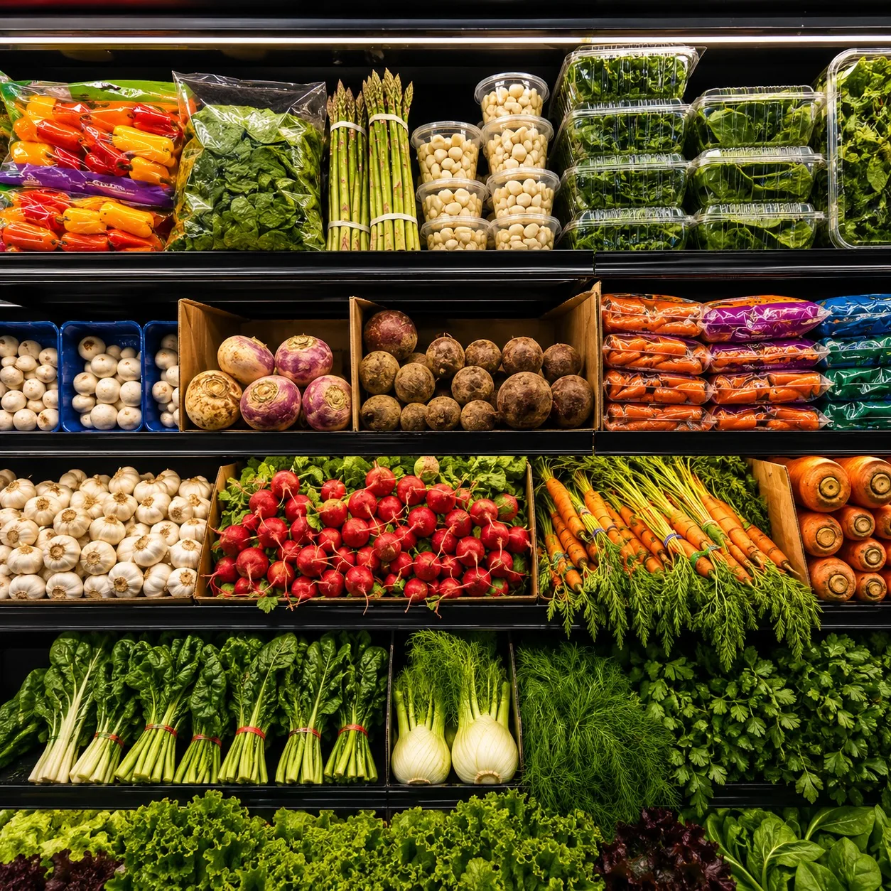 Garden vegetables on display